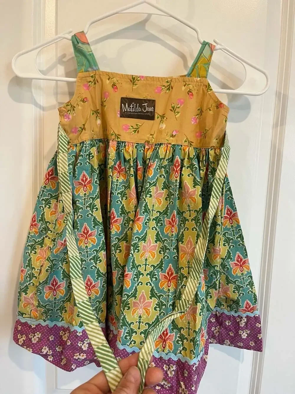 Matilda Jane Floral Knot Apron Dress Size 4